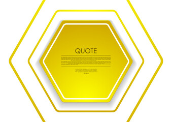 Leinwandbilder - Yellow glossy hexagonal frame label geometric tech design. Abstract paper sticker vector background