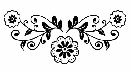 Aufkleber - Floral design with symmetrical branches and flowers in a decorative arrangement element vector art created with generated ai