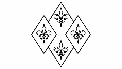 Aufkleber - Four diamond shapes arranged in a pattern each containing a fleur de lis design in black outline only created with generated ai