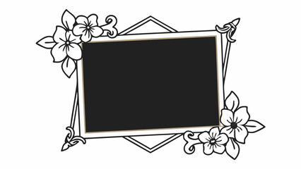 Poster - Elegant floral frame with black center and decorative elements in a vintage style design art created with generated ai