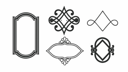 Poster - Illustration of six decorative frames and borders with varying shapes and intricate line details design elements created with generated ai