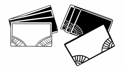 Aufkleber - Illustration of a set of playing cards with corner designs in black and white arrangement on a surface created with generated ai