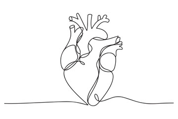 Poster - Continuous line heart drawing simple hand drawn art

