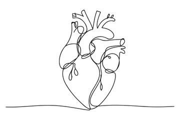 Poster - Continuous line heart drawing simple hand drawn art
