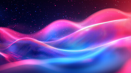 Poster - Dynamic Abstract Background with Flowing Pink and Blue Light Waves for a Futuristic Aesthetic