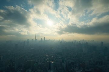 Poster - Stunning timelapse of Tokyo city skyline showcasing urban life and dynamic clouds, Tokyo city skyline view timelapse from the top