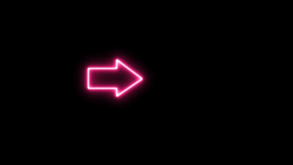 Wall Mural - Neon arrow symbol icon. Abstract glowing neon light arrow icon illustration background.