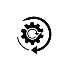 Poster - Gear with circular arrow icon for process improvement and continuous development
