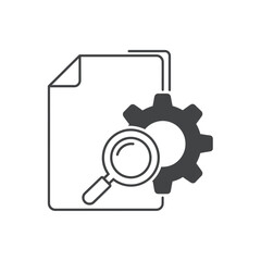 Poster - Document search optimization gear magnifying glass icon