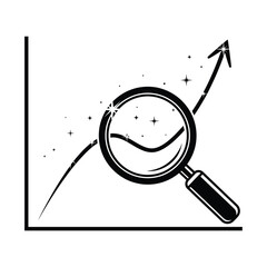 Poster - Magnifying glass analyzing upward trend graph