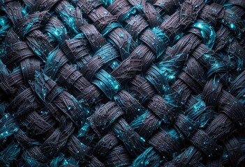 Poster - Modern digital texture for computer backgrounds featuring woven pattern and vibrant accents