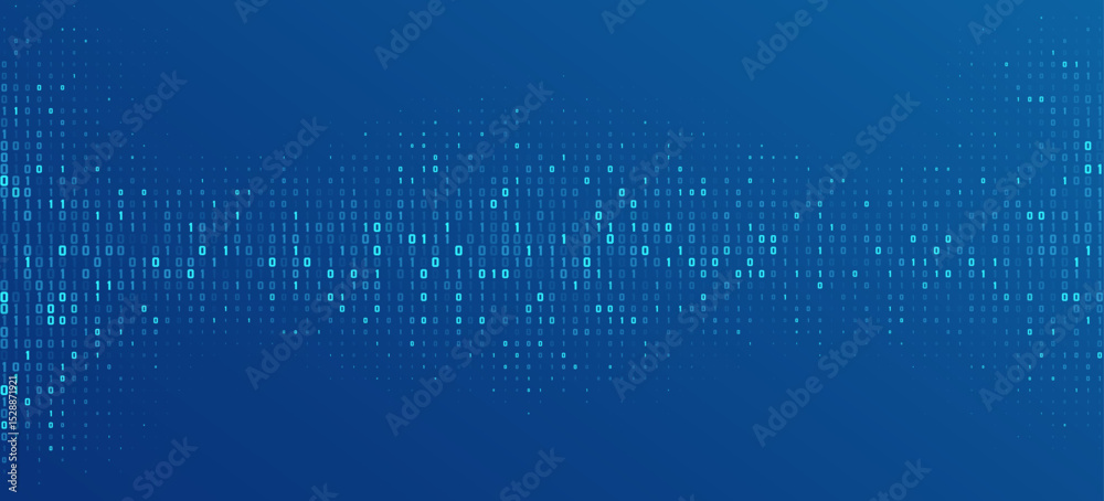 Futuristic binary code background with glowing blue digits 0 and 1 ...