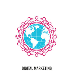 Fototapete - Global digital marketing network concept illustration