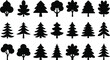 © Shahadot Creatives - Tree silhouette icon collection, forest and pine tree vector set, nature foliage design bundle, simple black isolated tree shapes