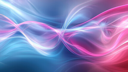 Poster - Energetic Abstract Design with Flowing Pink, Blue, and White Light Waves, Showcasing Motion and Futuristic Style