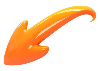 Poster - Curved arrow in orange with matte finish, isolated on white, symbolizing direction and movement
