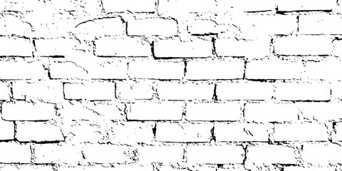 Poster - Grunge style brick wall texture. Vector black and white grunge brick wall Transparent background. 