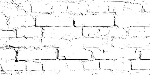 Poster - Vector grunge style brick wall texture. Abstract background of brick seamless texture of a white brick wall. Vector black and white grunge brick wall transparent background