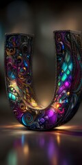 Poster - Colorful Knitted Letter U  Abstract 3D Art  Gradient Design