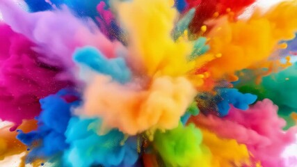 Poster - Explosion of vibrant colors creates a dynamic and visually striking abstract pattern against white backdrop.