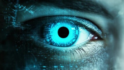Poster - Close-up of an eye with digital overlay.
