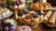 © AI - Delicious dessert table with mini tarts and pastries for wedding or party catering service display