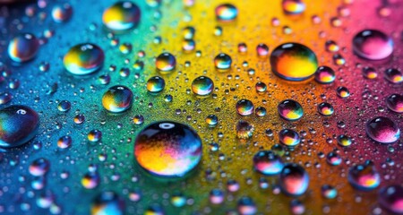 Aufkleber - Psychedelic Colorful Droplets Forming Patterns on Reflective Surface