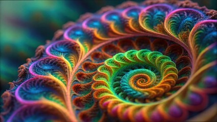 Fototapete - Vibrant Fractal Patterns Representing Altered States of Consciousness