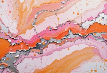 Poster - Elegant abstract computer background with vibrant orange and pink patterns