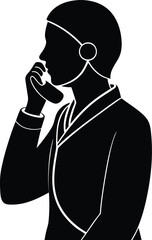 Poster - Person talking on phone silhouette isolated on transparent background
