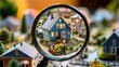 © Kamila - Miniature House Under Magnifying Glass Close Up Detailed View