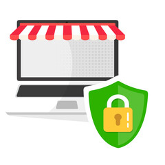 Fototapete - Concetto di sicurezza informatica. Scudo con icona lucchetto Icone di sicurezza e privacy su Internet - Serie Acme fondo trasparente	

