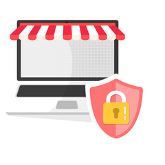 Fototapete - Concetto di sicurezza informatica. Scudo con icona lucchetto Icone di sicurezza e privacy su Internet - Serie Acme fondo trasparente	
