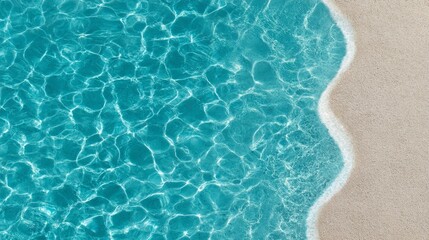 Poster - Overhead view of tropical beach water with soft ripples and clear blue sky for summer relaxation and seaside inspiration with copy space
