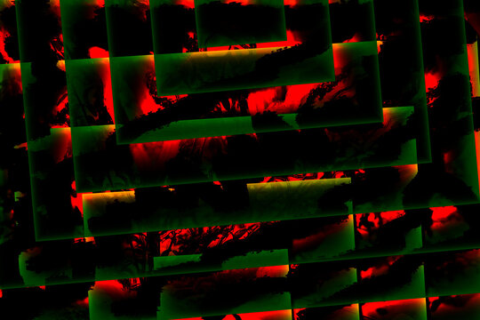 Green red fire lines,squares for decoration
