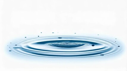 Poster - Droplet impact creates concentric circles on the water surface with splashes on a clean white background in studio lighting.