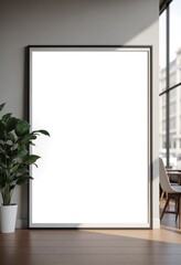Poster - Modern Office Interior Mockup with Empty White Poster Template for Display and Promotion Use
