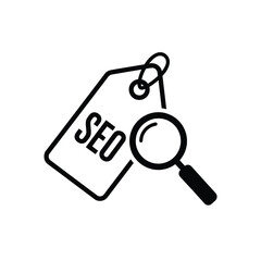 Poster - Seo tag with magnifying glass search optimization icon