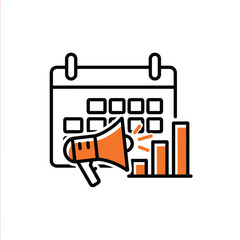Poster - Calendar marketing announcement with growth chart icon