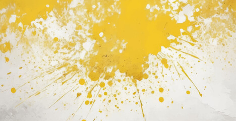 Aufkleber - Yellow grunge splash background with paint splatters and texture