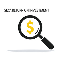  - Seo return on investment magnifying glass icon