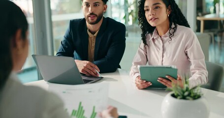 Aufkleber - Finance, business people or meeting with graph paperwork for stats analysis, kpi update or review. Financial analyst, tech or stakeholder feedback for growth performance, budget forecasting or trends