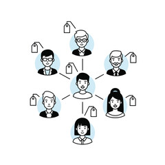 Poster - Network of diverse professionals connected by tags
