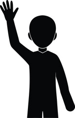 Poster - Person waving hand in greeting silhouette isolated on transparent background