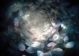 Aufkleber - Surreal tunnel made of soft petals creates dreamlike atmosphere, with sense of depth and motion. petals appear to swirl, evoking feeling of tranquility and wonder