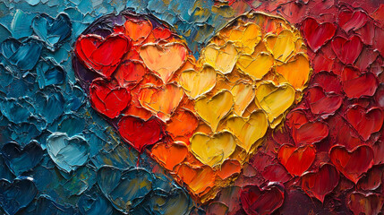 Poster - A heart-shaped composition formed from numerous smaller hearts, symbolizing love and unity