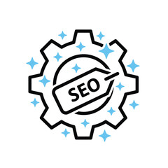 Poster - Seo optimization gear icon search engine optimization process