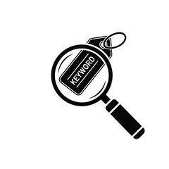 Poster - Magnifying glass examining keyword tag icon