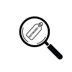 Fototapete - Magnifying glass with keyword tag icon