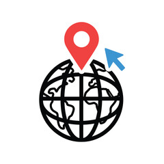Poster - Global positioning system click globe icon